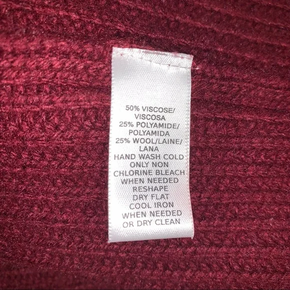 🆕 LOFT Italian Yarn Knit Burgundy Draped Waterfall Chunky Knit Cardigan Sweater - Picture 7 of 8